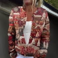 thumbnail image 2 of WTOBBY Women's Fashion Printed Long Sleeve Knitted Cardigan Button Down Jacket, Christmas Themed Soft and Warm Cardigan for Casual and Holiday Wear,Wine 4XL, 2 of 7