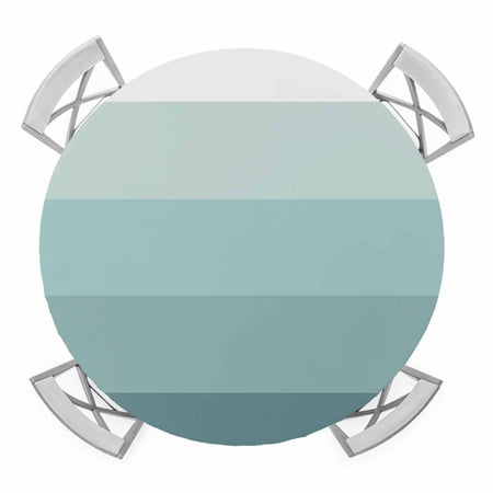 Round Fitted Tablecloth with Elastic Edge Teal Ombre Waterproof Table Cloth Table Cover for 45 -54 Tables Modern Abstract Art Farmhouse Striped Tablecloths for Dining Picnic Party Outdoor