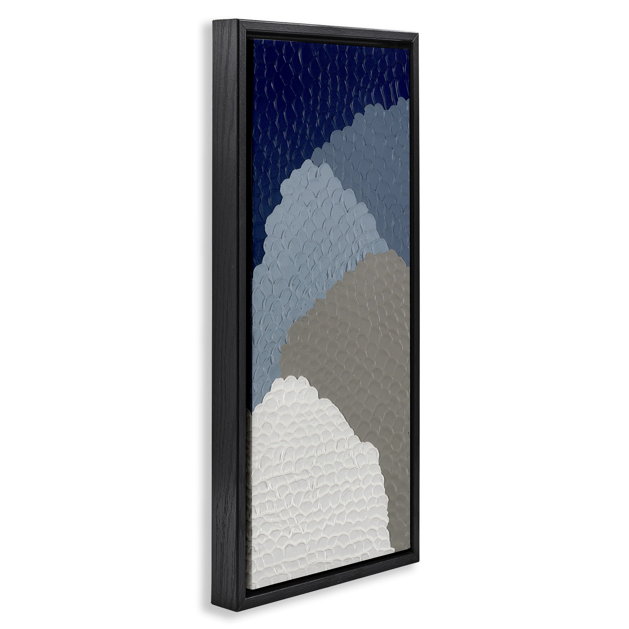 Stupell Industries Cascading Shapes Abstract Abstract Painting Black Floater Framed Canvas Art Print Wall Art, 15 x 31