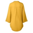 thumbnail image 4 of Only Moment Tops for Women Long Sleeve V Neck Bamboo Nodes Cotton Spring Fall Casual Button Up Crop Blouses Sexy Lapel Tops with Pocket Yellow,M, 4 of 6