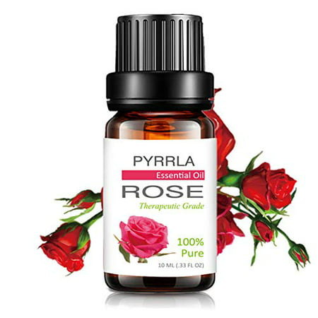 Pyrrla Essential Oil 10Ml Rose, Pure Therapeutic Grade Aromatherapy Essential Oils Basic Sampler Oils For Diffuser, Humidifier, Massage, Aromatherapy, Skin & Hair