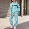 thumbnail image 2 of Hessimy Toddler Boys Girls Spring Summer 2Pcs Crewneck Long Sleeve Sweatshirt Elastic Joggers Pants Soft Sweatsuit(Light Blue,11-12 Years), 2 of 6