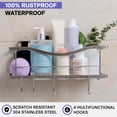 thumbnail image 2 of KINCMAX Carrito de ducha premium – Organizador de ducha autoadhesivo con 4 ganchos, estantes de ducha sin taladros para ducha interior, estante de ducha de acero inoxidable inoxidable para baño, acces, 2 of 5