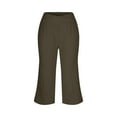 thumbnail image 7 of CaComMARK PI Women's Summer Casual Elastic Waist Printed Cropped Pants Army Green XXL, 7 of 7