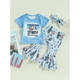 thumbnail image 2 of Bagilaanoe 2pcs Toddler Baby Girl Long Pants Set Print Short Sleeve T Shirt Tops + Leopard Flare Trousers 6M 12M 18M 24M 3T 4T Kids Casual Outfits, 2 of 9