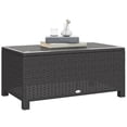 thumbnail image 1 of Outsunny Rattan Outdoor Coffee Table with Tempered Glass Top, Dark Grey, 1 of 10