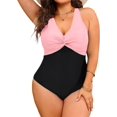 thumbnail image 1 of GFDYREE Women Plus Size One Piece Swimsuits V Neck Tummy Control Bathing Suits Front Cross Swimwear, 1 of 6