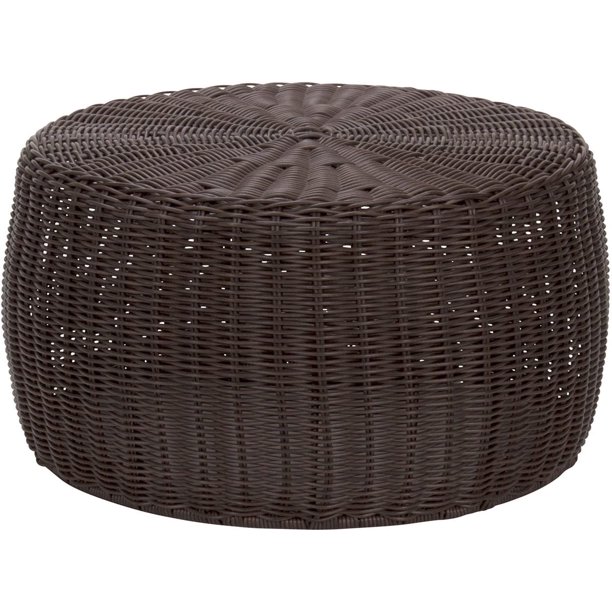 ML5005 Resin Wicker Footstool Ottoman Brown(16"D x 16"W x 9"H