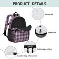 thumbnail image 4 of Purple and Black Checkered Pattern Backpack for School, Cute School Bag with Adjustable Shoulder Straps and Padded Back, 15"x11.42"x5.5", 4 of 5