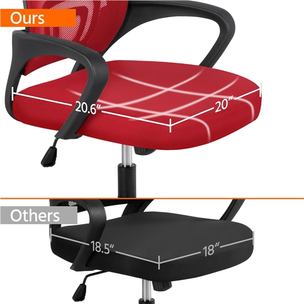 Renwick Adjustable Ergonomic Mesh Chair 360-Degree Rolling Office Computer Chair, Red