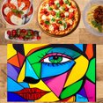 thumbnail image 2 of Amarainy Colorful Geometric Face Art Design Linen Table Mats Set Of 4 For Home Kitchen Table Decor 12x18 inch, 2 of 5