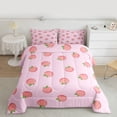 thumbnail image 2 of Homewish Peach Full Size Comforter Sets,Summer Fruit Bedding Comforter Set,Pink Green Bedding Sets For Girls,Ultra Soft Home Decor Reversible,3 Pieces, 2 of 8