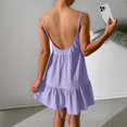thumbnail image 5 of Women Sleeveless Backless Slip Mini Dress Sexy Lady High Elastic Waist Solid Ruffle Straight Fitting Slimming Evening Party Dresses Purple XL, 5 of 5