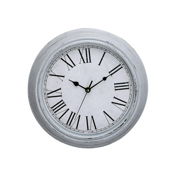 Reloj de pared vintage sin tictac de 12 pulgadas silencioso para sala de Gris Zulema reloj de pared