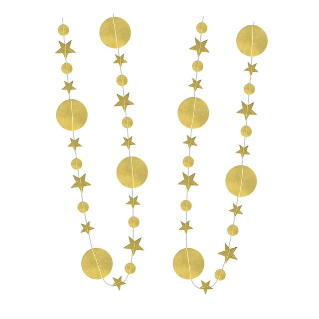 Guirnalda de papel con estrellas brillantes de 4 m y 13 pies, reflectante, para decoración de habitaciones. dorado