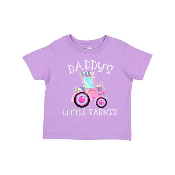 Inktastic Daddy's Little Farmer Pink Tractor and Flowers Boys or Girls Toddler T-Shirt