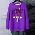 thumbnail image 3 of Ladies' Christmas Printed Round Neck Long Sleeved T-shirt Sweatshirt Top, Merry Christmas Themed Fall Winter Casual Wear with Comfort Fit for Daily Use,Dark Purple,S, 3 of 5