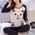 thumbnail image 4 of Conjuntos de pijamas para mujer, primavera otoño, camiseta de manga larga + pantalones, traje de 2 piezas, ropa de dormir de dibujos animados para mujer, ropa informal para el hogar, 4 of 5