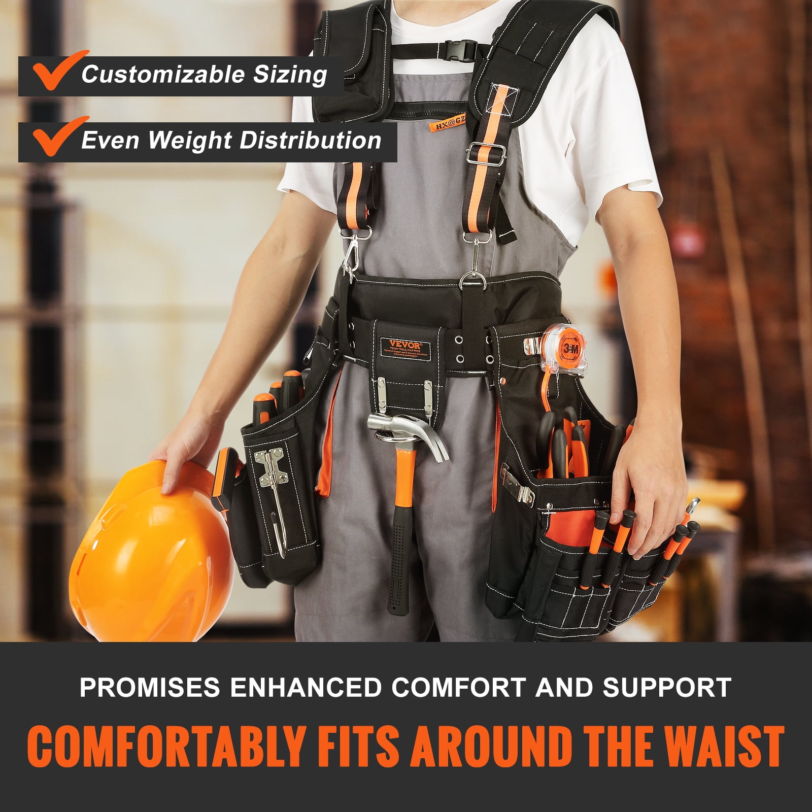 BENTISM Tool Belt with Suspenders Adjustable Carpenter Tool Pouch 1680D Polyester