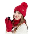thumbnail image 2 of ZHOGXU Winter Beanie Hat Scarf Gloves Set For Women Thick Caps Long Scarf Touchscreen Gloves Solid Color Knitted Warm Comfortable Outfits 3 Pack For Daily Wear Red One Size, 2 of 9