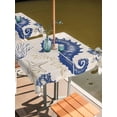 thumbnail image 2 of Square Outdoor Tablecloth with Umbrella Hole Blue Seahorse Coastal Outside Table Cloth Waterproof Patio Table Cover Starfish Summer Beach Vintage Zipper Tablecloths for Picnic Camping 54x54 Inch, 2 of 8