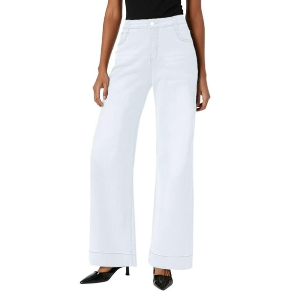 Aocisk Womens High Rise Trouser Jeans for Wide Leg Pants for Women with Fit and Long Length for Casual Wear White XXL