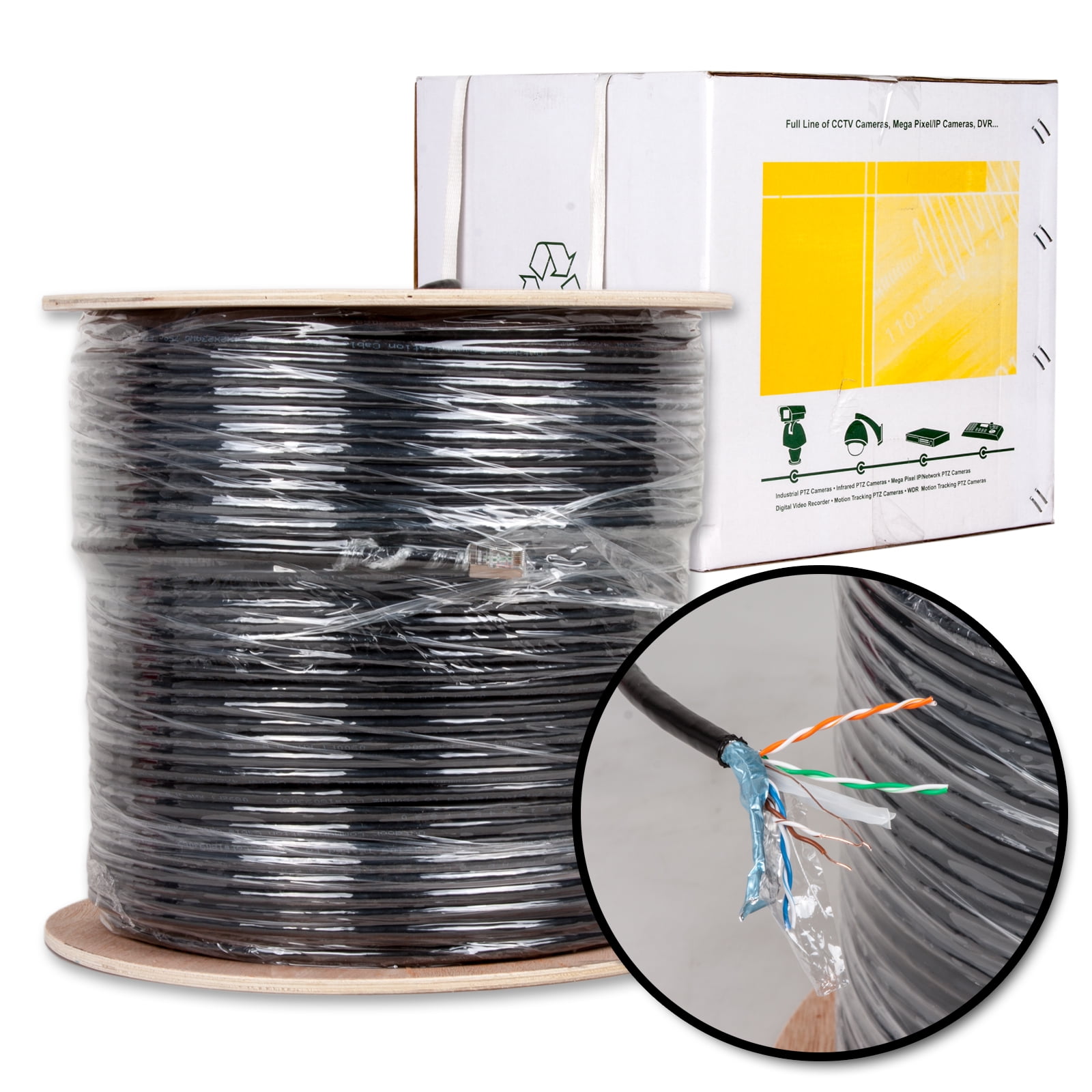 Five Star cat6 1000ft FTP Ethernet Cable Outdoor Shielded CCA 23AWG 350MHz Cable