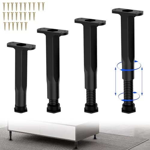 Adjustable Height Center Bed Support Leg for Sagging Shelf,Furniture Legs for Frame,Slat and Riser,Adjustable Height 8.3"-14.5" (4PCS)