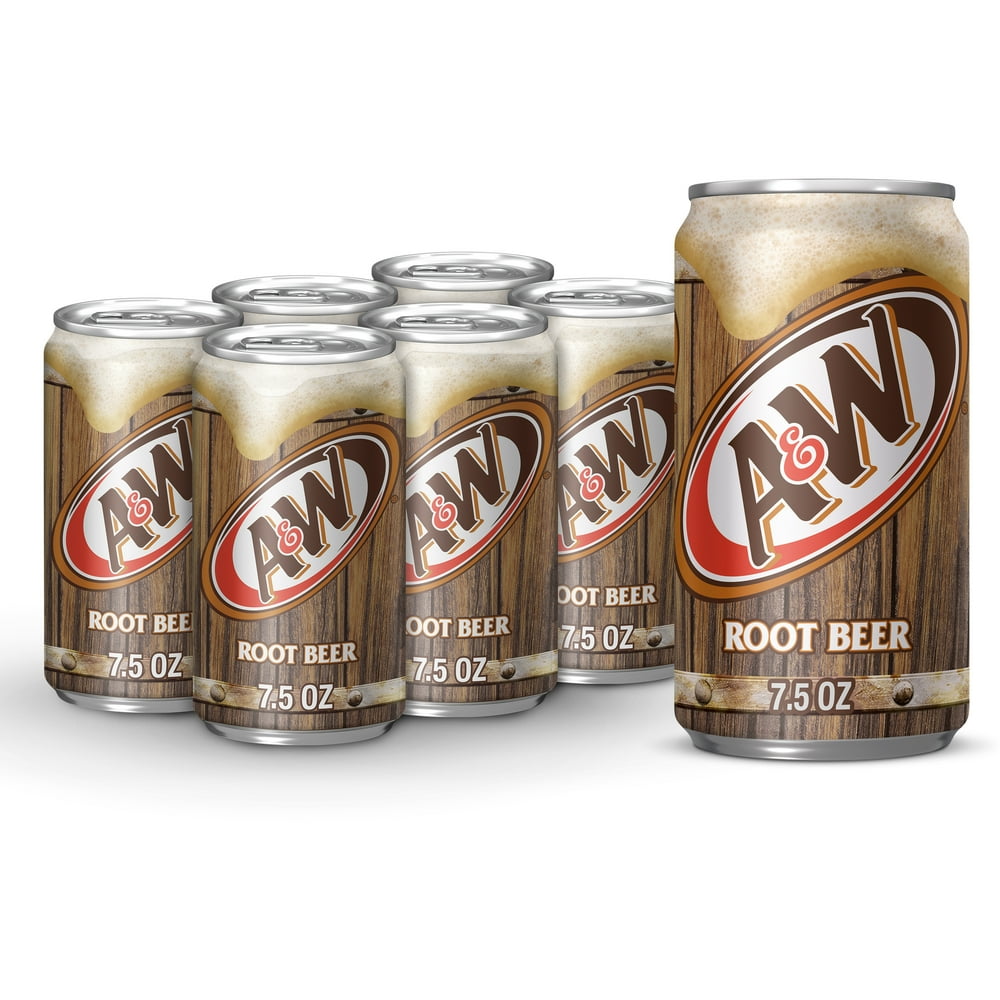 A&W Root Beer Soda, 7.5 fl oz cans, 6 pack - Walmart.com - Walmart.com