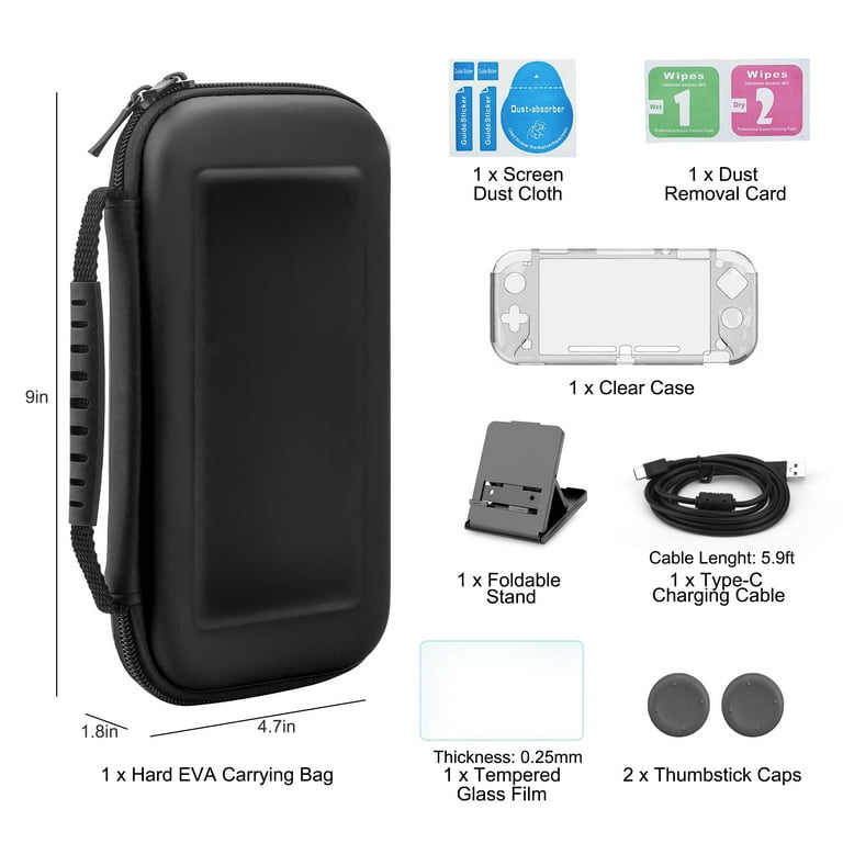 EEEkit 9-in-1 Nintendo Switch Lite Kit: Carrying Case, Cover