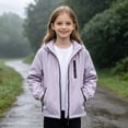 thumbnail image 2 of Miaoju Boys Girls Windbreaker Hooded Jacket Lightweight Packable Rain Coat Soft-Fabric for Comfort, with Pockets, Elastic Cuffs, Purple 7-8 Years, 2 of 8