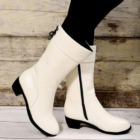

Cathalem Warm Work Boots Women Fashion Women Winter Square Heels Zipper Keep Warm Snow Boots Comfortable Mid Boots Boots Women 10 White 7