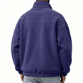 thumbnail image 3 of GUZOM Mens Full Zip Fleece Jacket,Loose Fit Stand Collar with Zipper Pockets,Purple,Size M, 3 of 7