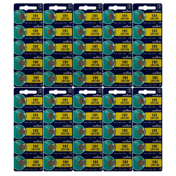 50 Murata LR1120 191 Alkaline Coin Cell Battery