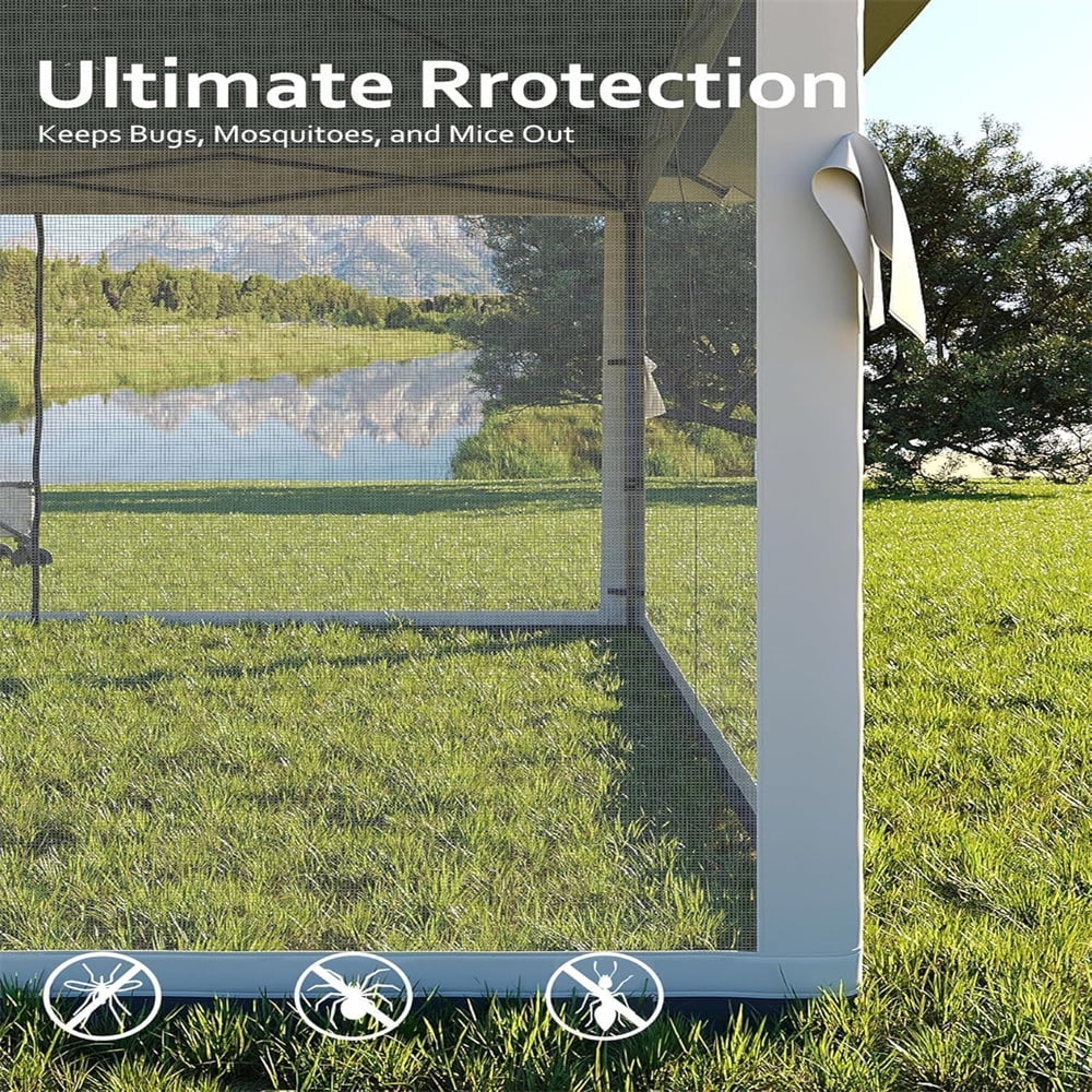 13x13Pop-Up-Gazebo Outdoor Canopy Tent with Mosquito Netting, [Adjustable Height & Spacious] Pop Up Tent with Double Roof, UV-Resistant Outdoor Gazebo for Backyard, Patio, Lawn, Garden, Deck