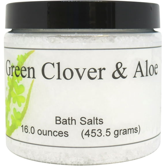 Green Clover And Aloe Bath Salts by Eclectic Lady, 16 ounces