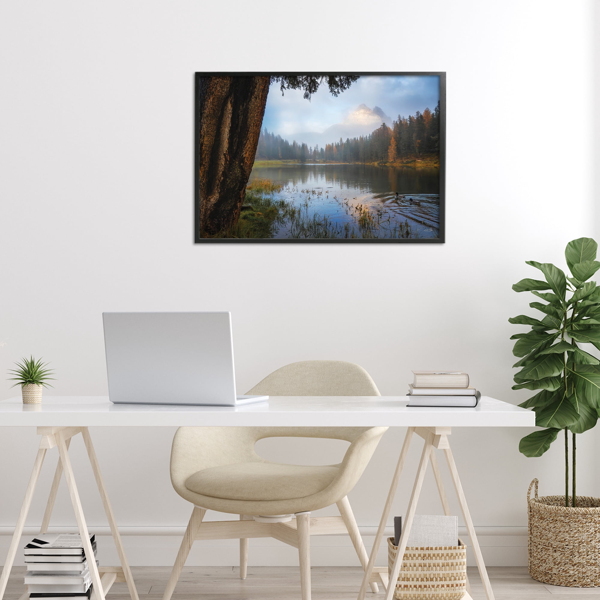 Stupell Industries Autumn Forest Reflections Black Framed Giclee Art, design by Martin Podt