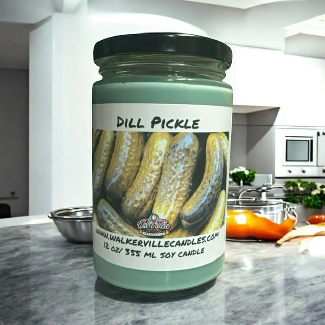 Dill Pickle Vegan Coconut Soy 12 oz/ 355 ml Candle Hand-poured, Eco-friendly, Clean Burning, Bakery, Food, Drink