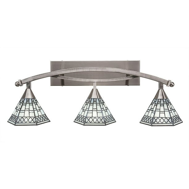 3-Light Bath Vanity Brushed Nickel Finish with 7" Pewter ...