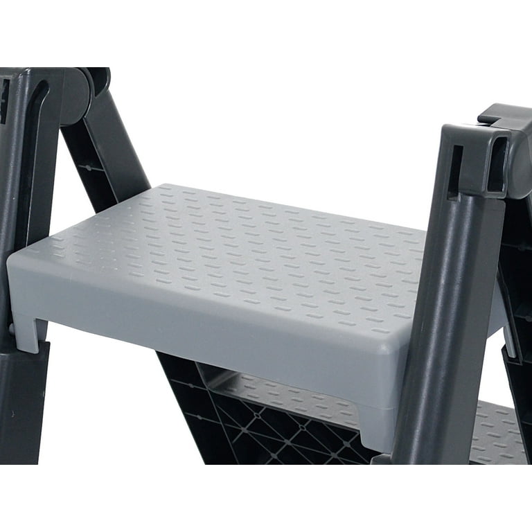 Elevate 2 Step Foldable Step Stool Black and Gray Walmart