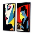 thumbnail image 3 of Designart "Pop Art Retro Portrait of a Woman VI" Woman Pop Art Framed Wall Art Set Of 2 - Glam White Frame Gallery Set For Office Decor, 3 of 6