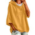 thumbnail image 2 of Trendy Hoodies for Women Oversized Pullover Casual Hooded Drawstring Solid Color 3/4 Split Sleeve Sweatshirt Top, 2 of 8