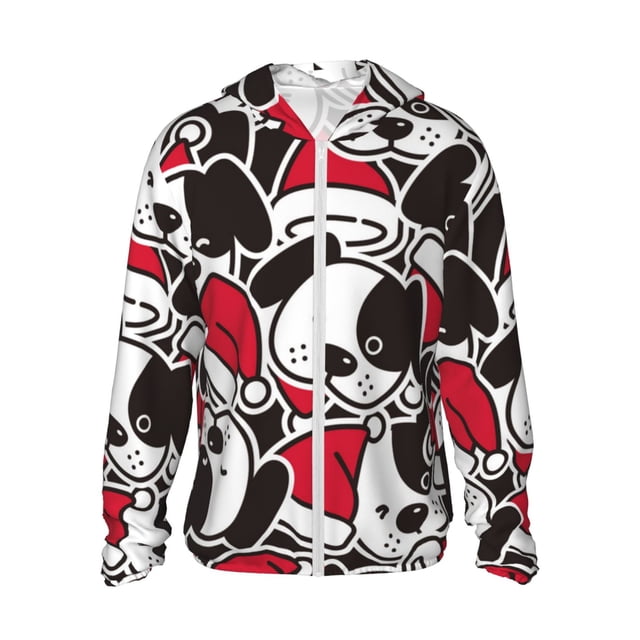 Balery Cute Dog Sudadera ligera de manga larga con capucha y protección solar UPF 50+ para hombre y mujer, ideal para pesca y running-Medium