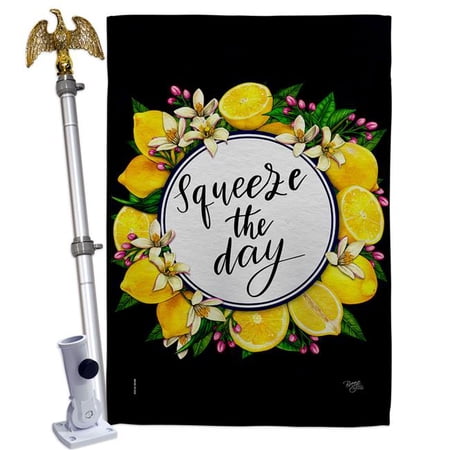 Breeze Decor HS120263-P3-02 Squeeze the Day Food Fruit 28 x 40 in. Double-Sided Decorative Vertical House Flag Set for Decoration Banner Garden Yard Gift