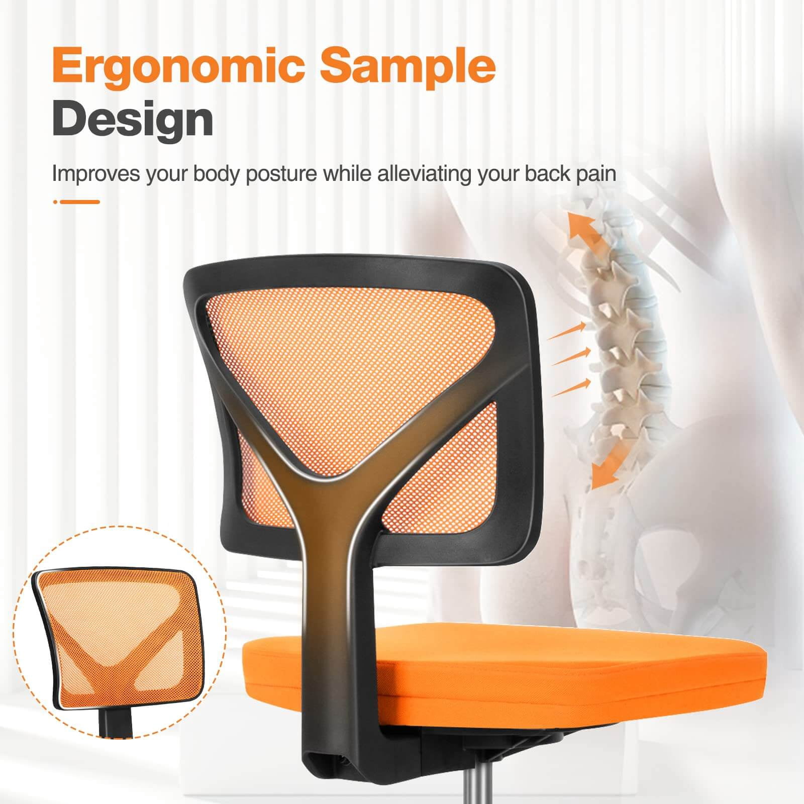 Low-Back Mesh Armless Swivel Office Chair with Lumbar Support