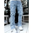 thumbnail image 5 of Elippeo Men Skinny Pants Fashion Patch Frayed Hem Pants Spring Fall Casual Leggings Trousers with Pockets, 5 of 7
