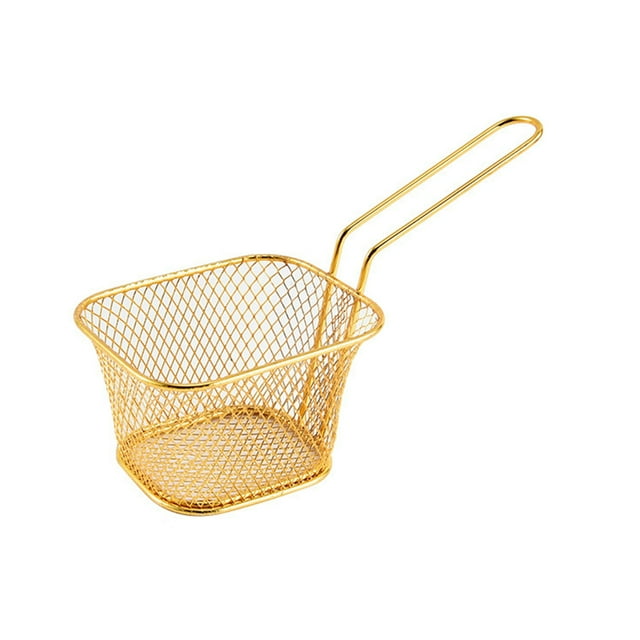 Panier à Frire en Acier Inoxydable Passoire pour Frites Mini Panier à Chips Outil de Cuisson Passoire Alimentaire Poignée Antidérapante Facile à Nettoyer Gadgets de Cuisine Résistants à la Rouille