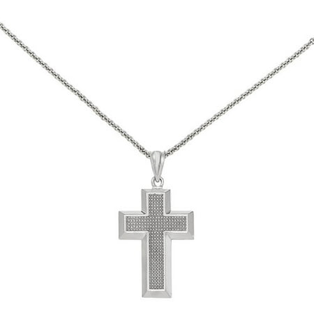 14kt White Gold Polished and Textured Cross Pendant