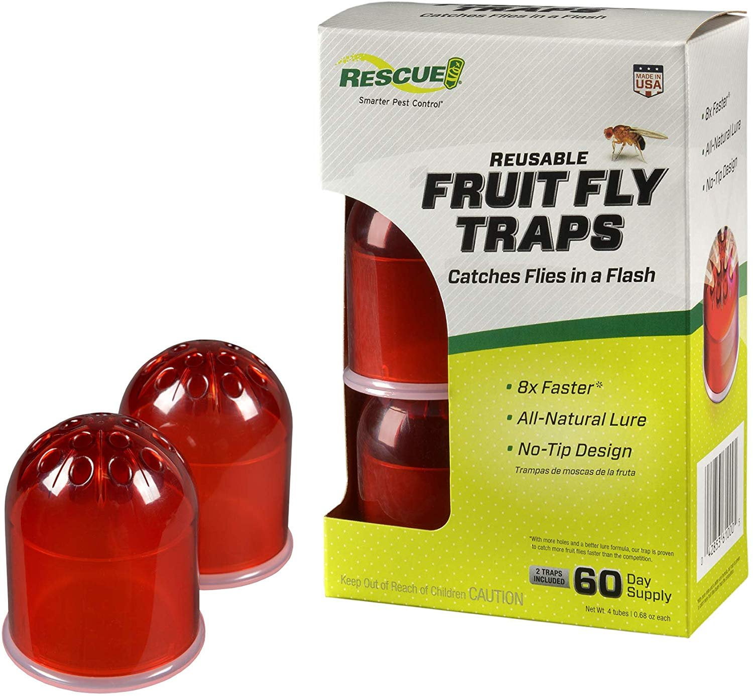 RESCUE Indoor Non-Toxic Reusable Fruit Fly Trap, 2 Pack 