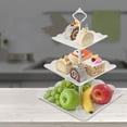 thumbnail image 5 of Bouanq 3-Tier White Dessert Cake Stand, Plastic Pastry Stand Small Cupcake Stand Cookie Tray Candy Fruit Plate and Trays for Wedding Home Birthday Party Decor Serving Platter, 5 of 6